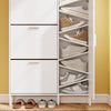 SoBuy FSR233-W Armario Zapatero Estrecho Blanco con Espejo y 6 Ganchos 83x14x197 cm