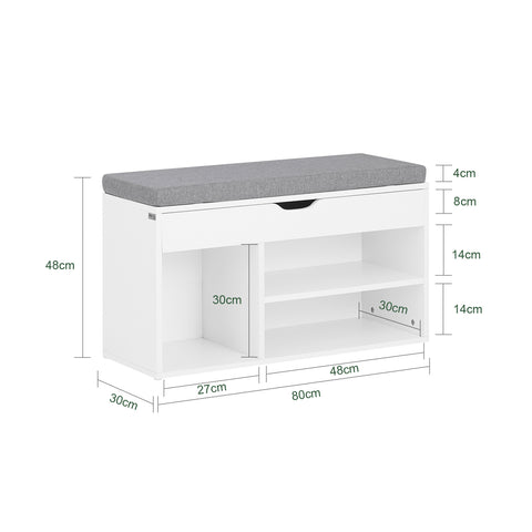 SoBuy FSR45-HG+FRG282-W Mueble recibidor Zapatero con Perchero