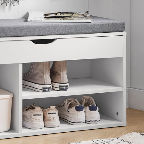 SoBuy FSR45-HG+FRG282-W Mueble recibidor Zapatero con Perchero