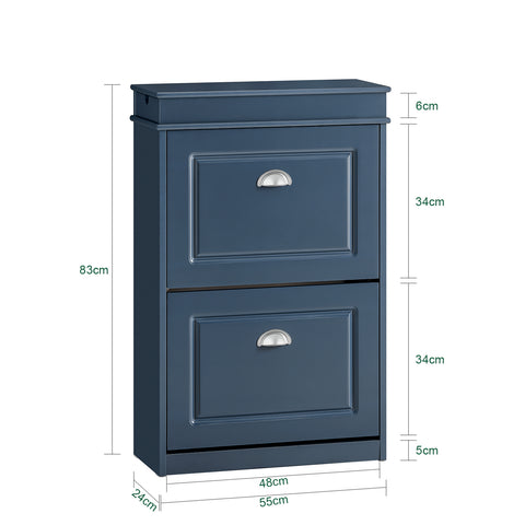 SoBuy FSR78-B Zapatero estrecho con 2 solapas Azul H83cm