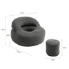 SoBuy FST100-DG Sillón Relax Individual Cómodo con Reposapiés Gris Oscuro 110x125x65 cm