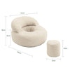 SoBuy FST100-MI Sillón Relax Individual Moderno con Reposapiés Blanco Crema 110x125x65 cm