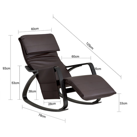SoBuy FST20-BR Cadeira de balanço Poltrona de madeira marrom
