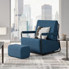 SoBuy FST99-B Sillón Relax Individual con Reposapiés Butaca de Lectura Cómoda para Salón Azul Oscuro