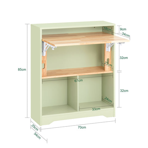 SoBuy FWT104-GR Mesa Escritorio Plegable para Computadora con 3 Estantes Verde 70x54x85cm