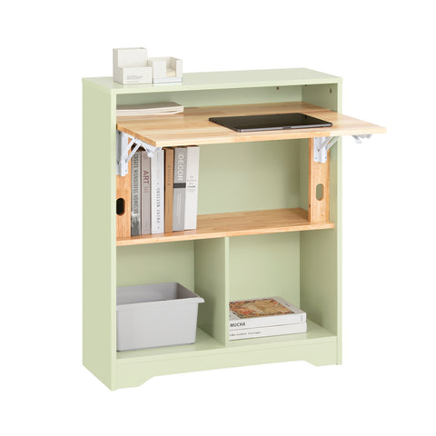 SoBuy FWT104-GR Mesa Escritorio Plegable para Computadora con 3 Estantes Verde 70x54x85cm