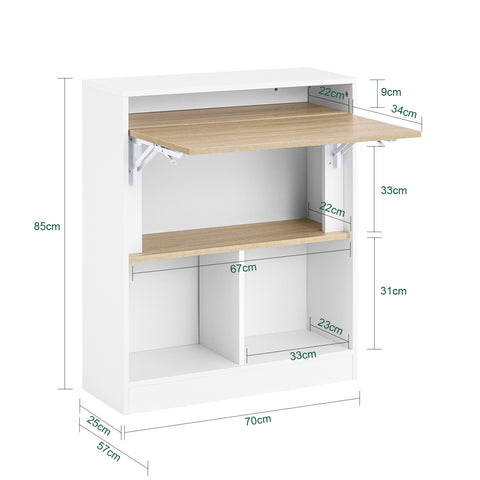 SoBuy FWT104-WN Mesa Escritorio Plegable con 3 Estantes de Almacenamiento