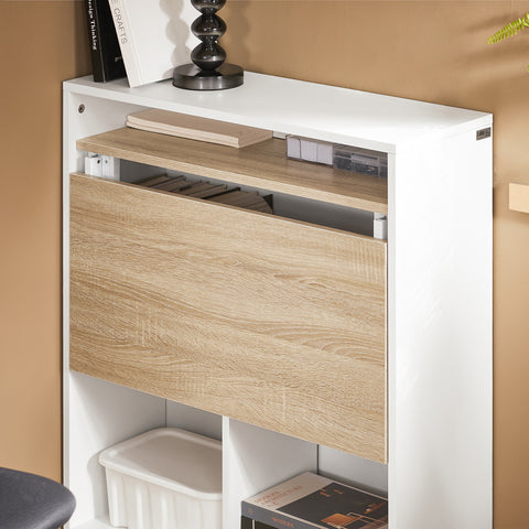 SoBuy FWT104-WN Mesa Escritorio Plegable con 3 Estantes de Almacenamiento