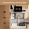 SoBuy FWT104-WN Mesa Escritorio Plegable con 3 Estantes Blanco y Natural