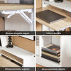 SoBuy FWT104-WN Mesa Escritorio Plegable con 3 Estantes Blanco y Natural
