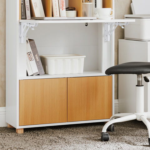SoBuy FWT107-WN Mesa Escritorio Plegable con 2 Puertas y 1 Estante 70 x 59 x 108 cm