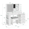 SoBuy FWT114-E-W Tocador con LED estación de Carga y Taburete Blanco 120x40x127cm