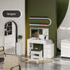 SoBuy FWT114-E-W Tocador con LED estación de Carga y Taburete Blanco 120x40x127cm