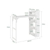 SoBuy FWT115-W Isla de cocina blanca con encimera abatible 65.3x199.5x120 cm