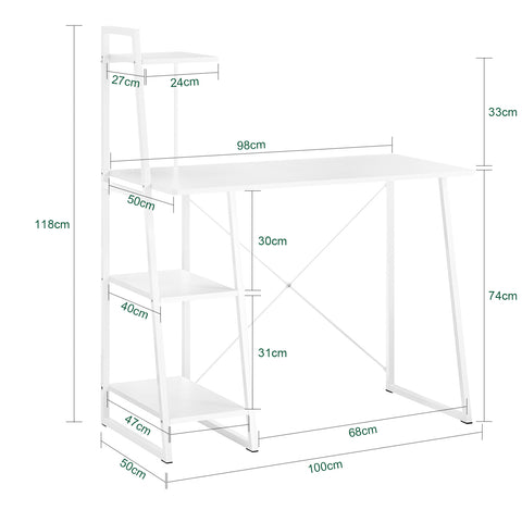 SoBuy FWT29-W Mesa de escritorio con tres estantes