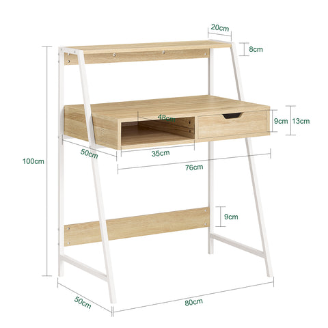 SoBuy FWT63-N Mesa de Escritorio con 2 cajones y 1 Estante