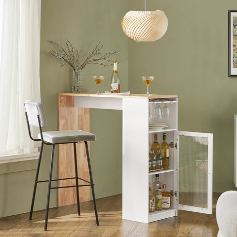 Pré-venda-SoBuy FWT99-WN Suporte para bebidas de mesa alta de cozinha com 1 porta de vidro
