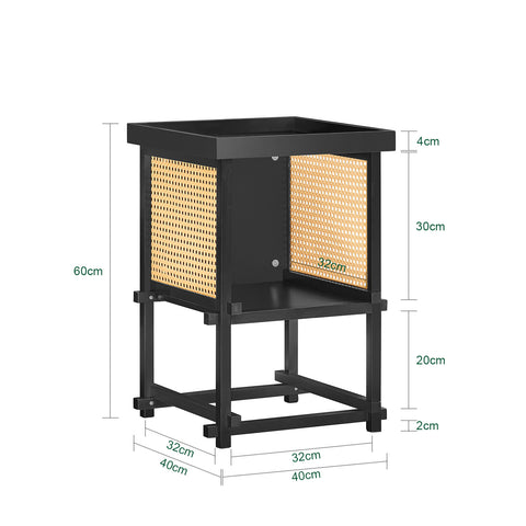 SoBuy HFBT03-SCH Mesa Auxiliar con Juntas de Espiga Negro