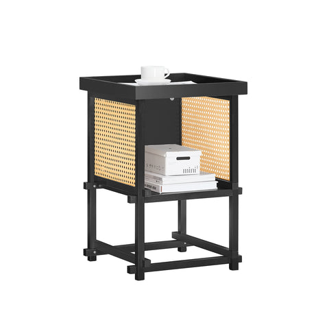 SoBuy HFBT03-SCH Mesa Auxiliar con Juntas de Espiga Negro