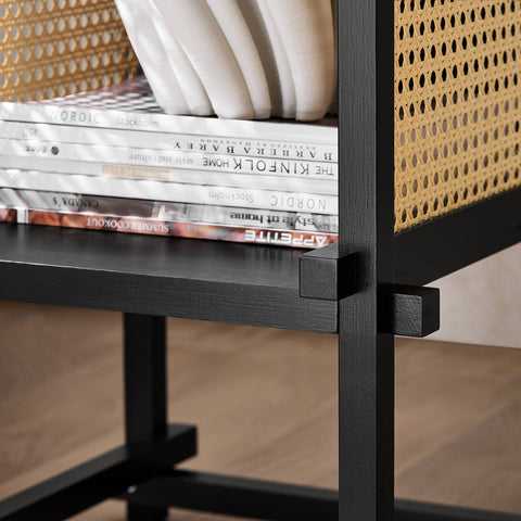 SoBuy HFBT03-SCH Mesa Auxiliar con Juntas de Espiga Negro