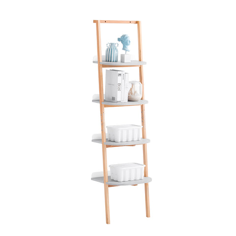 SoBuy HSTR02-K-HG Estantería de Escalera de 4 Niveles Librería Multiusos Gris