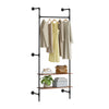 SoBuy KLS20-SCH Perchero de Pared con 2 Estantes MDF Negro 91,5x48x220cm