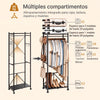 SoBuy KLS21-SCH Perchero plegable estrecho sobre ruedas Negro 60,5x32,5x175 cm