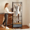 SoBuy KLS23-SCH Perchero de pie estrecho con cajón Gris Oscuro 60x32x175 cm