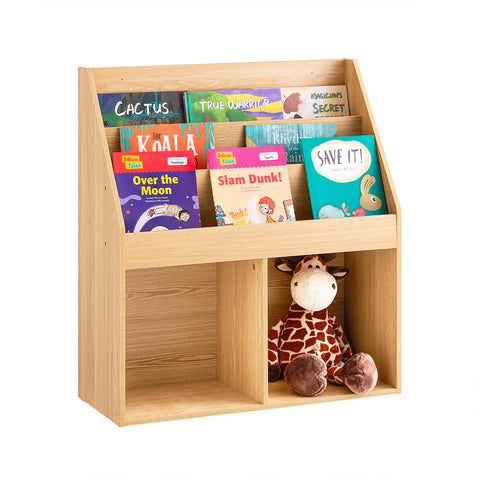 Preventa-SoBuy KMB01-N Librería para Niños con 3 Estanterías y 2 Compartimentos color Natural