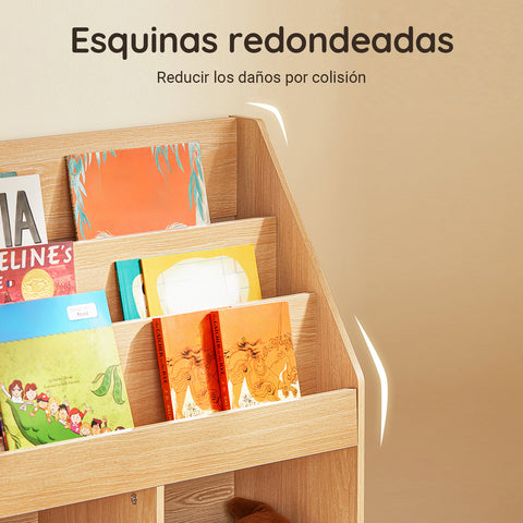 Preventa-SoBuy KMB01-N Librería para Niños con 3 Estanterías y 2 Compartimentos color Natural