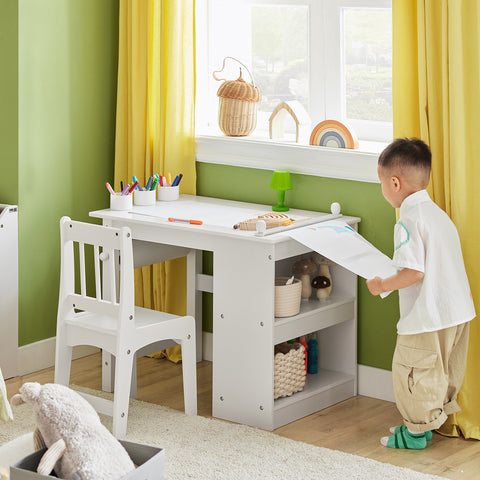 Pré-venda-SoBuy KMB60-W Conjunto de mesa e cadeira infantil Mesa infantil com 3 porta-lápis