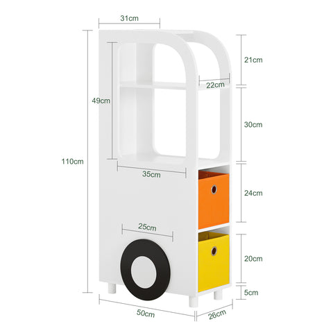 SoBuy KMB67-W Librería para Niños con 2 Cestas y 2 Estantes