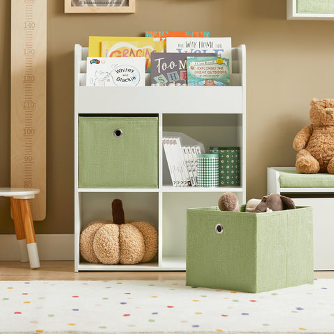 Estante infantil SoBuy KMB79-W para brinquedos e livros com 2 cestos e 3 camadas 60 x 34 x 80 cm
