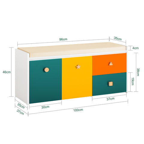 Organizador de armazenamento de brinquedos SoBuy KMB82-W com 2 gavetas e 2 caixas com rodas