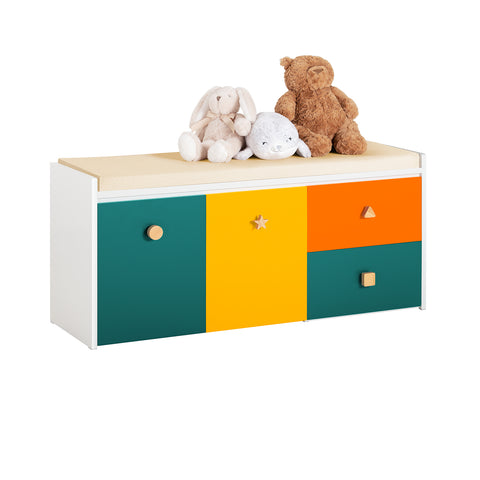 Organizador de armazenamento de brinquedos SoBuy KMB82-W com 2 gavetas e 2 caixas com rodas