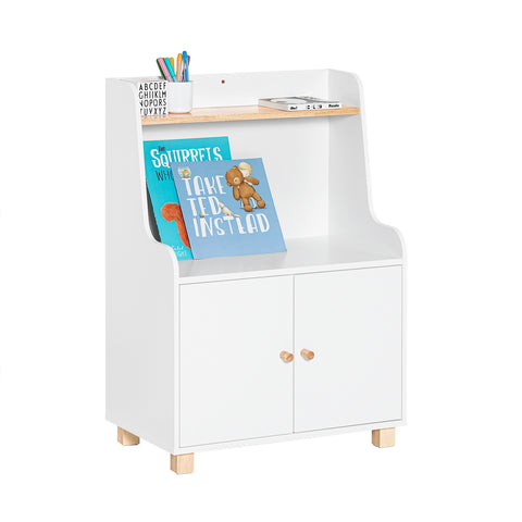 SoBuy KMB84-W Librería Infantil Organizador de Juguetes con 2 Estantes y 2 Puertas