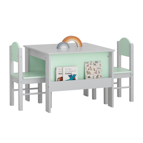 Conjunto de mesa e cadeira infantil SoBuy KMB88-HG Móveis infantis cinza e verde