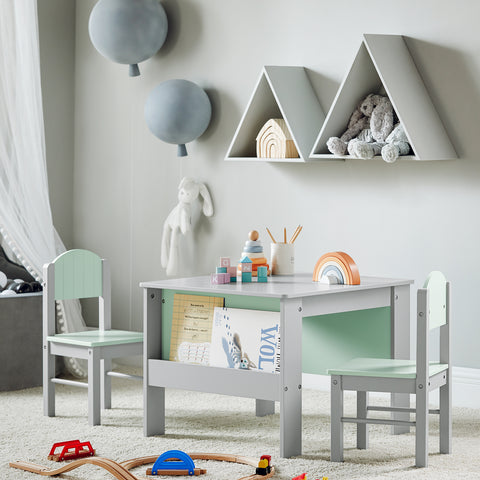 Conjunto de mesa e cadeira infantil SoBuy KMB88-HG Móveis infantis cinza e verde