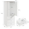 SoBuy KSB04-W Armario Ropero Blanco con 2 Puertas y 3 Cajones Mueble Auxiliar Pequeño con Luz LED