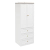 SoBuy KSB04-W Armario Ropero Blanco con 2 Puertas y 3 Cajones Mueble Auxiliar Pequeño con Luz LED