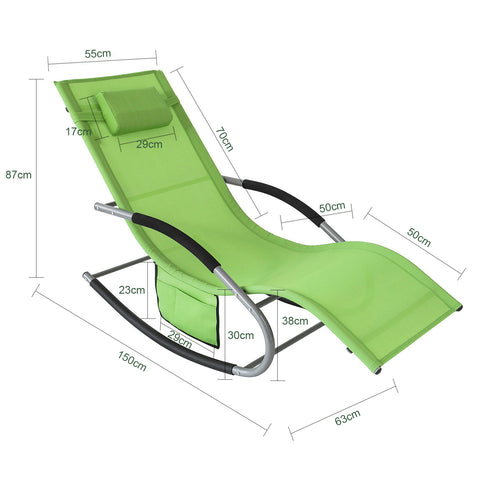 Preventa-SoBuy OGS28-GR Tumbona con Almohada y Bolsillo Lateral