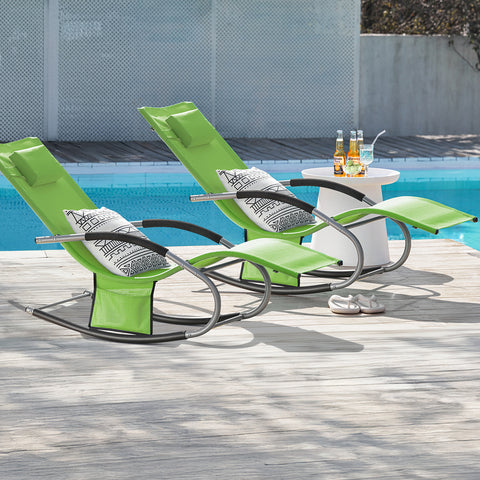 SoBuy OGS28-GRx2 Tumbonas X2 con Almohada y Bolsillo Lateral
