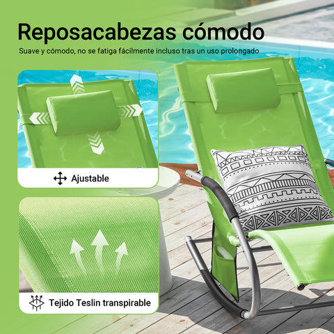Preventa-SoBuy OGS28-GR Tumbona con Almohada y Bolsillo Lateral