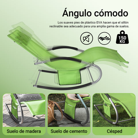 Preventa-SoBuy OGS28-GR Tumbona con Almohada y Bolsillo Lateral
