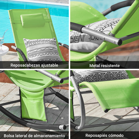 SoBuy OGS28-GRx2 Tumbonas X2 con Almohada y Bolsillo Lateral