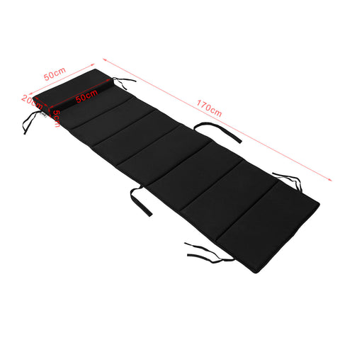 SoBuy OGS28-P02 Cojín para tumbonas con Almohada 170 x 50 cm Negro