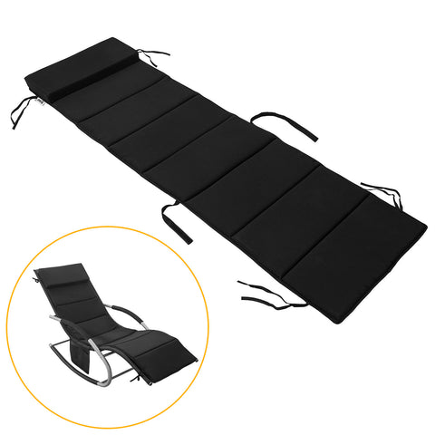 SoBuy OGS28-P02 Cojín para tumbonas con Almohada 170 x 50 cm Negro