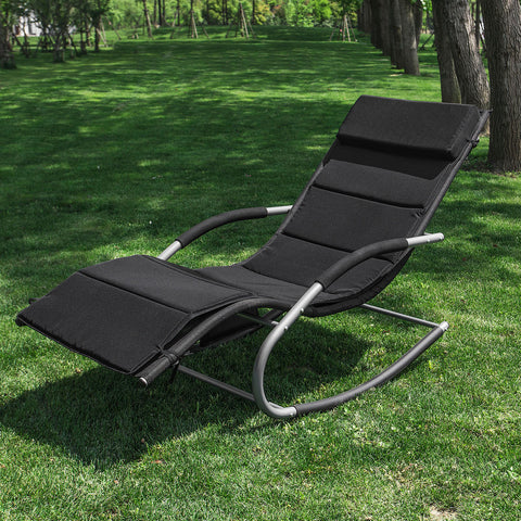 SoBuy OGS28-P02 Cojín para tumbonas con Almohada 170 x 50 cm Negro