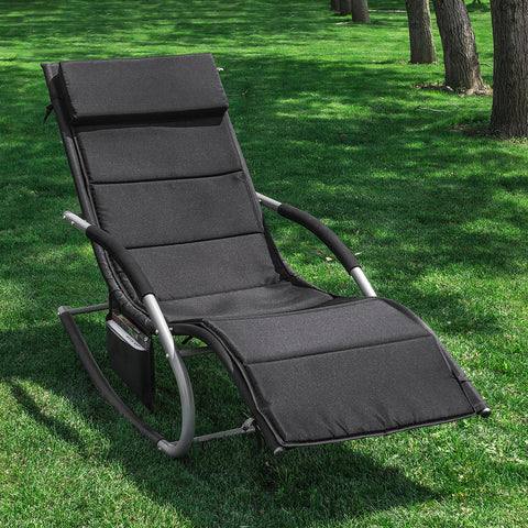 SoBuy OGS28-P02 Cojín para tumbonas con Almohada 170 x 50 cm Negro