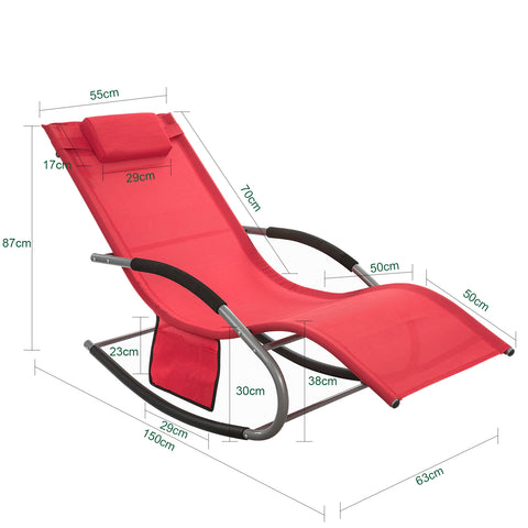 SoBuy OGS28-R Tumbona ergonómica Rojo